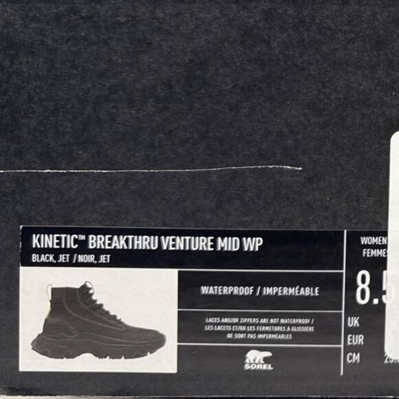 Sorel Sneaker Boot Mid Kinetic Breakthru Venture Mid Womens 8.5 WP Black Yellow - Picture 11 of 11